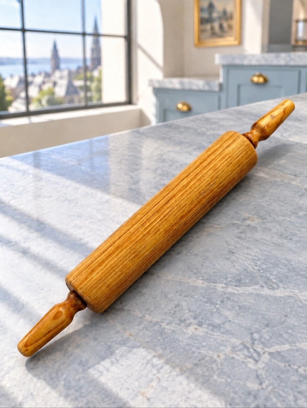 Vintage Baribo-Maid Canadian Maple Rolling Pin 16.5" Quebec Mid Century